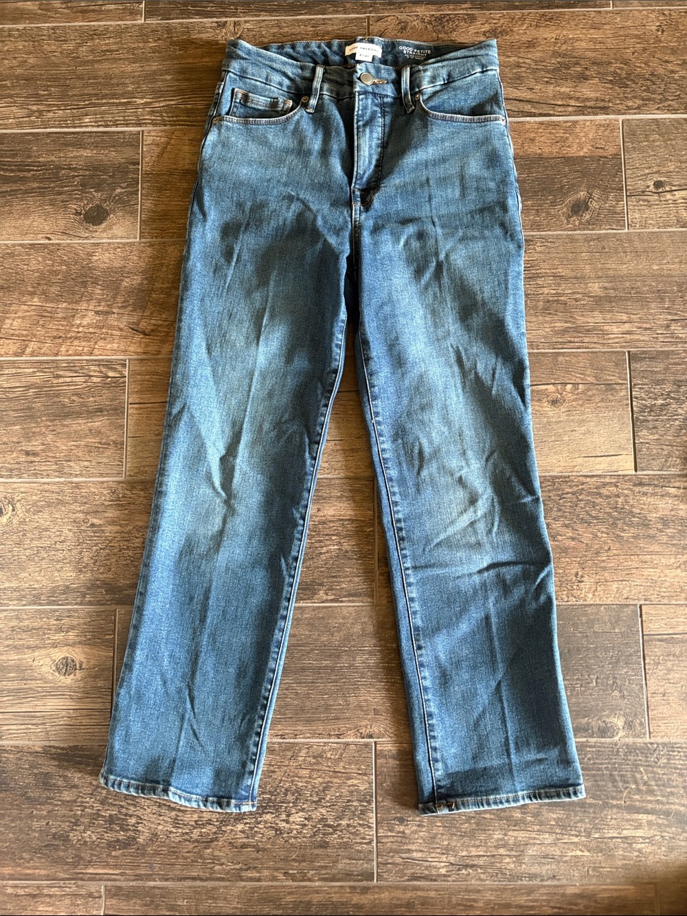 Good American-Good Petite Straight Jeans in Medium Blue Denim-size 4/27 petite